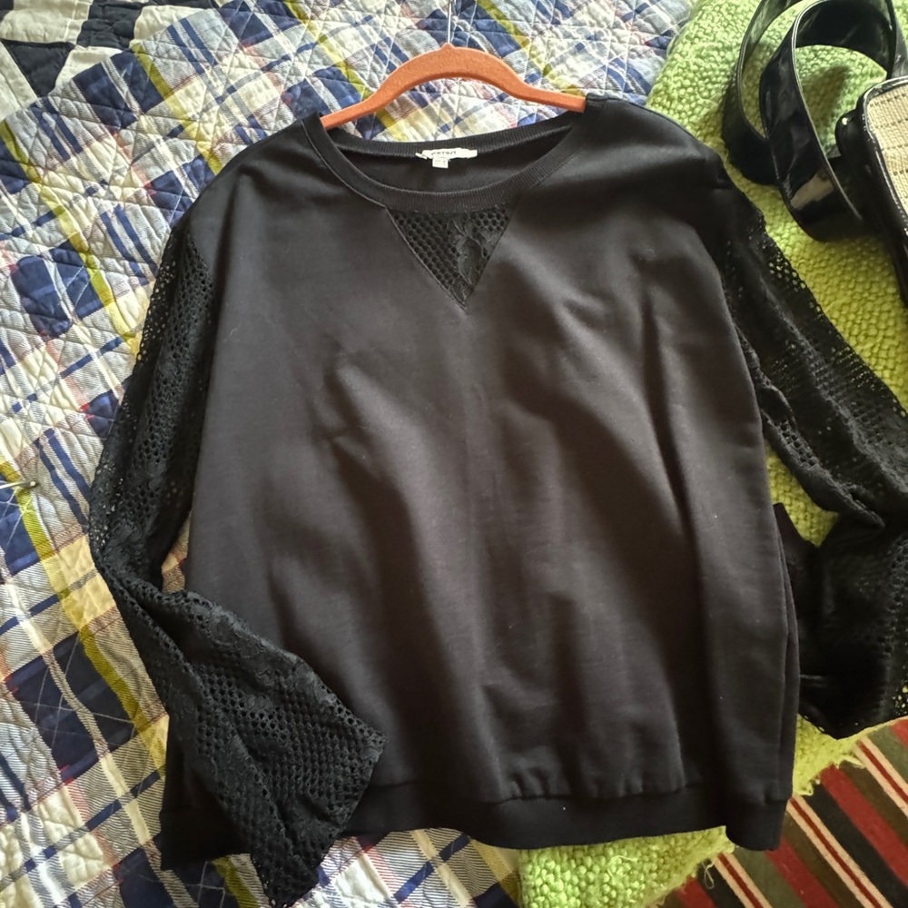 KOTON Black Lace Sleeve Women's Top